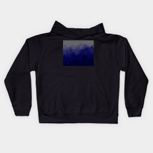 Minimalistic geometric misty mountains in blue gradient Kids Hoodie